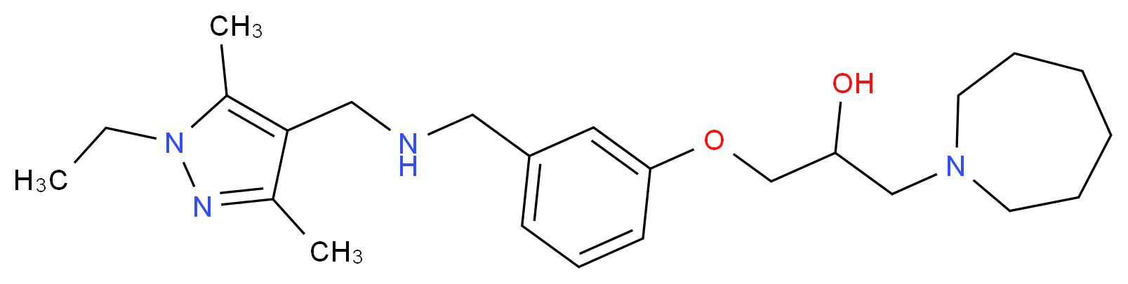 1-(1-azepanyl)-3-[3-({[(1-ethyl-3,5-dimethyl-1H-pyrazol-4-yl)methyl]amino}methyl)phenoxy]-2-propanol_Molecular_structure_CAS_)