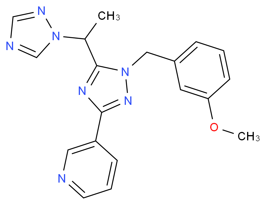 3-{1-(3-methoxybenzyl)-5-[1-(1H-1,2,4-triazol-1-yl)ethyl]-1H-1,2,4-triazol-3-yl}pyridine_Molecular_structure_CAS_)