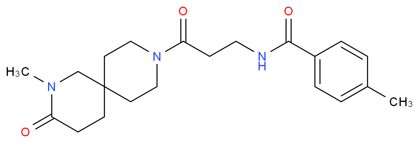 4-methyl-N-[3-(2-methyl-3-oxo-2,9-diazaspiro[5.5]undec-9-yl)-3-oxopropyl]benzamide (non-preferred name)_Molecular_structure_CAS_)