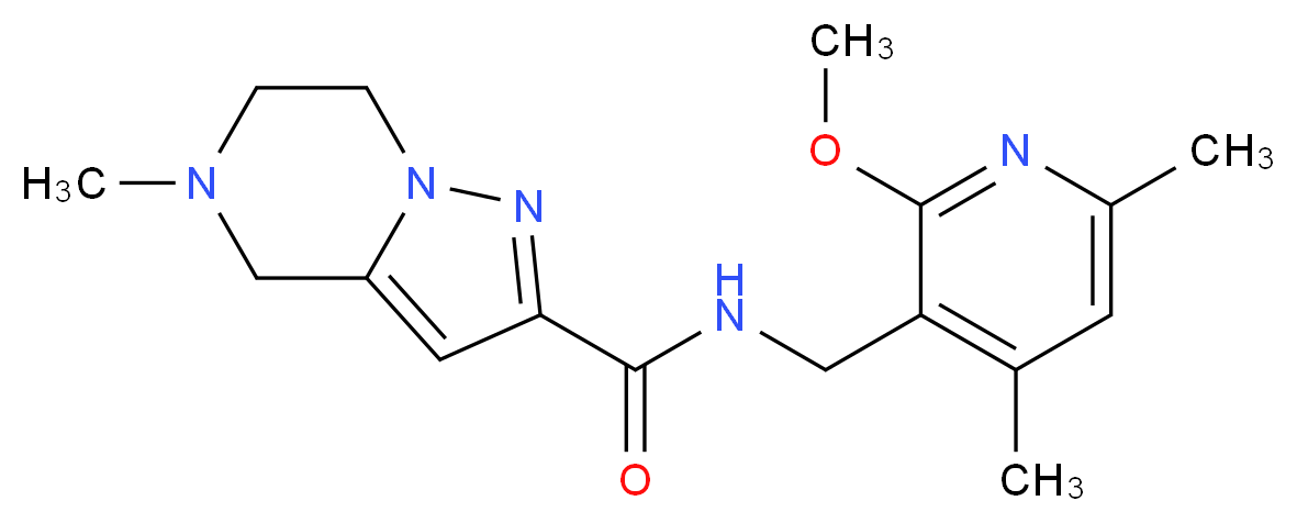 N-[(2-methoxy-4,6-dimethylpyridin-3-yl)methyl]-5-methyl-4,5,6,7-tetrahydropyrazolo[1,5-a]pyrazine-2-carboxamide_Molecular_structure_CAS_)