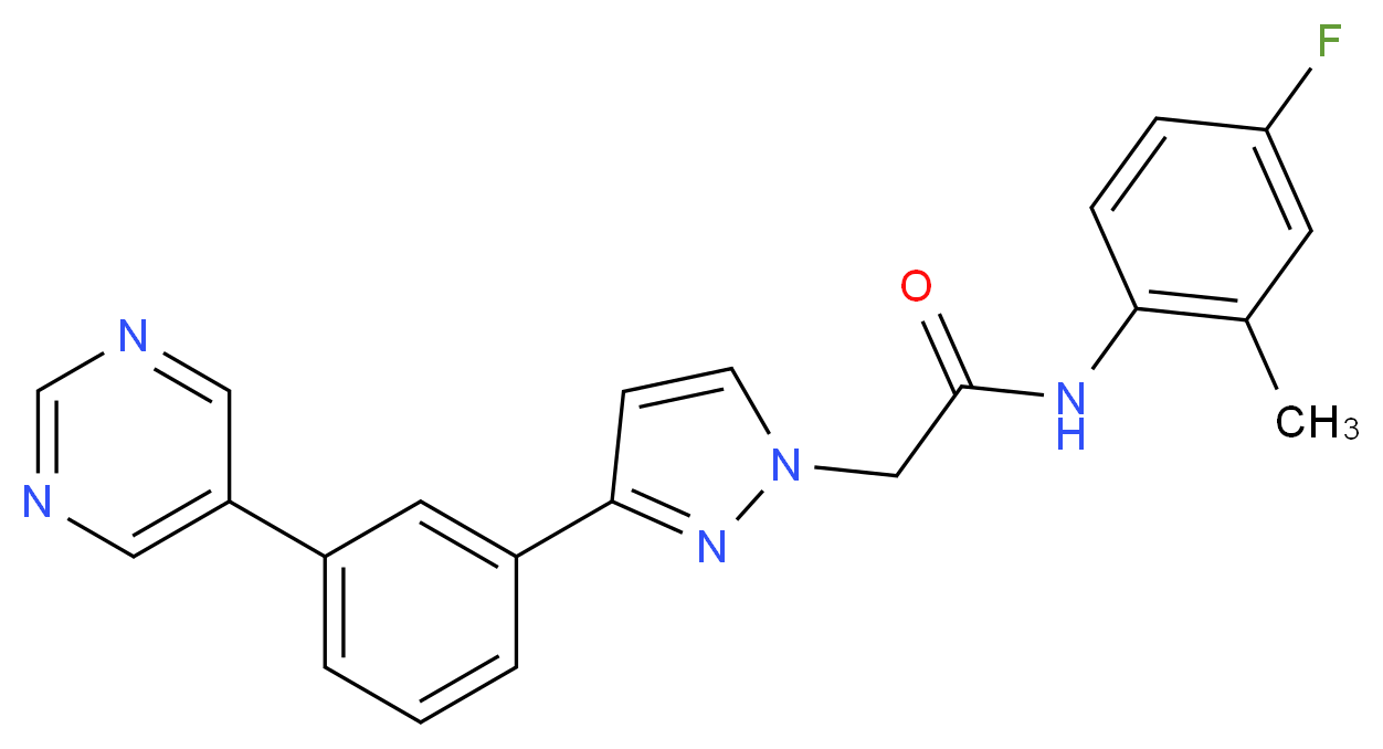 N-(4-fluoro-2-methylphenyl)-2-{3-[3-(5-pyrimidinyl)phenyl]-1H-pyrazol-1-yl}acetamide_Molecular_structure_CAS_)