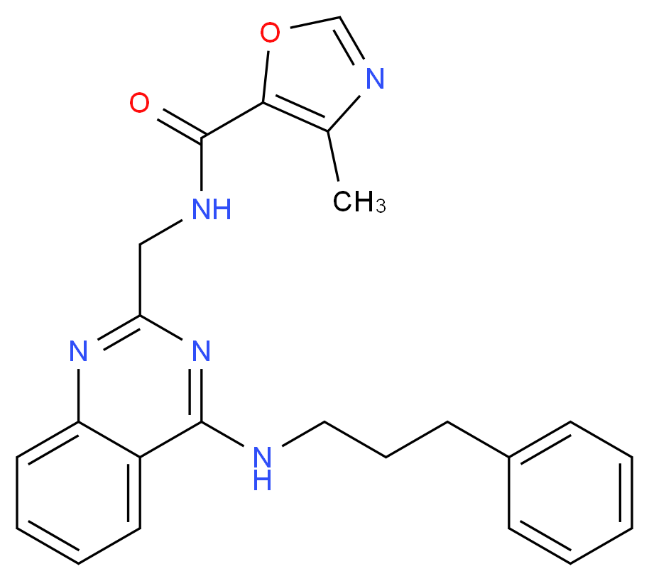 4-methyl-N-({4-[(3-phenylpropyl)amino]-2-quinazolinyl}methyl)-1,3-oxazole-5-carboxamide_Molecular_structure_CAS_)