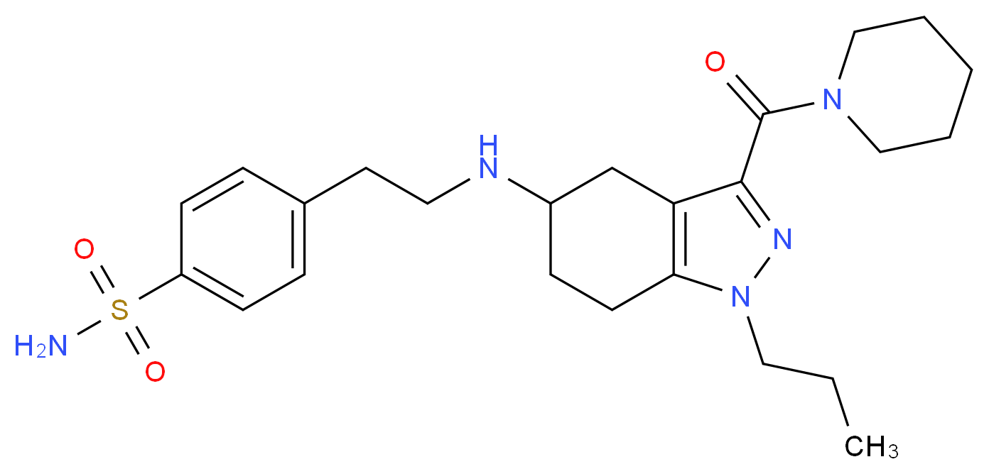 4-(2-{[3-(1-piperidinylcarbonyl)-1-propyl-4,5,6,7-tetrahydro-1H-indazol-5-yl]amino}ethyl)benzenesulfonamide_Molecular_structure_CAS_)