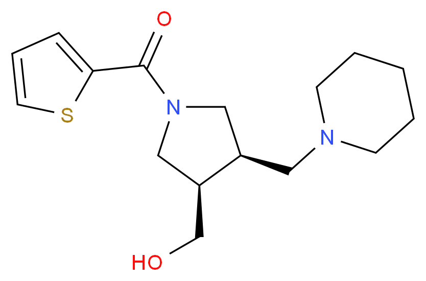 [(3R*,4R*)-4-(piperidin-1-ylmethyl)-1-(2-thienylcarbonyl)pyrrolidin-3-yl]methanol_Molecular_structure_CAS_)