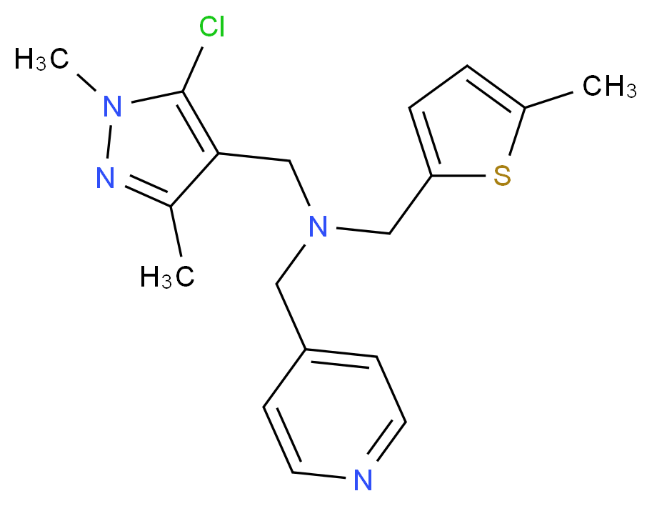 1-(5-chloro-1,3-dimethyl-1H-pyrazol-4-yl)-N-[(5-methyl-2-thienyl)methyl]-N-(pyridin-4-ylmethyl)methanamine_Molecular_structure_CAS_)