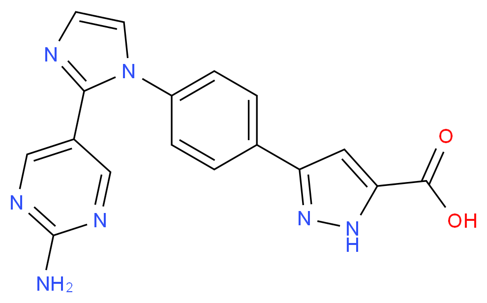3-{4-[2-(2-aminopyrimidin-5-yl)-1H-imidazol-1-yl]phenyl}-1H-pyrazole-5-carboxylic acid_Molecular_structure_CAS_)