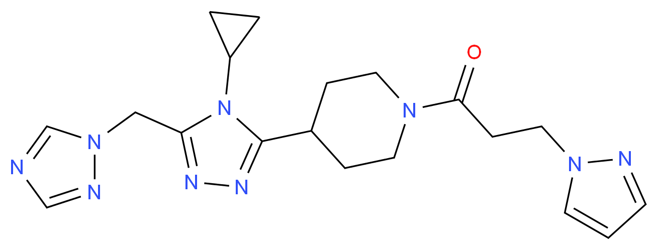 4-[4-cyclopropyl-5-(1H-1,2,4-triazol-1-ylmethyl)-4H-1,2,4-triazol-3-yl]-1-[3-(1H-pyrazol-1-yl)propanoyl]piperidine_Molecular_structure_CAS_)