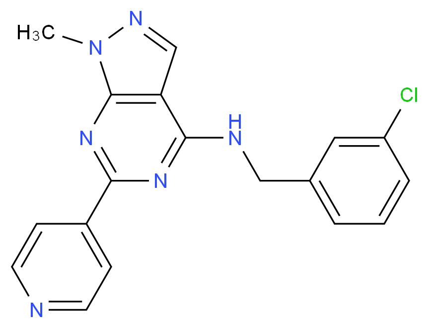 N-(3-chlorobenzyl)-1-methyl-6-pyridin-4-yl-1H-pyrazolo[3,4-d]pyrimidin-4-amine_Molecular_structure_CAS_)