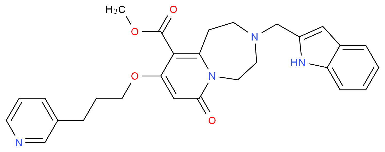 methyl 3-(1H-indol-2-ylmethyl)-7-oxo-9-[3-(3-pyridinyl)propoxy]-1,2,3,4,5,7-hexahydropyrido[1,2-d][1,4]diazepine-10-carboxylate_Molecular_structure_CAS_)