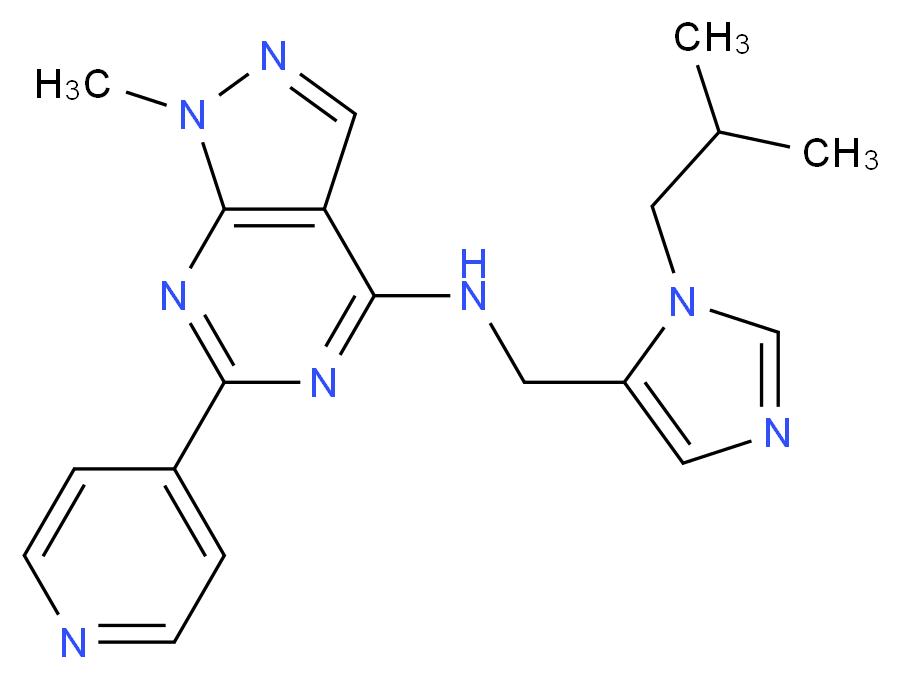 N-[(1-isobutyl-1H-imidazol-5-yl)methyl]-1-methyl-6-pyridin-4-yl-1H-pyrazolo[3,4-d]pyrimidin-4-amine_Molecular_structure_CAS_)