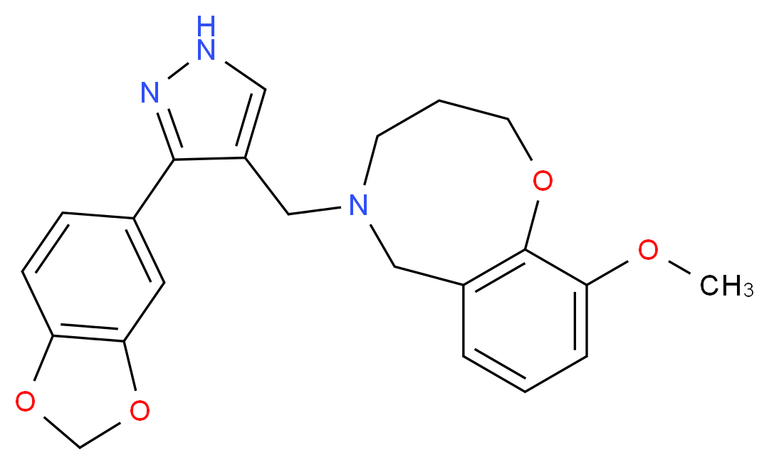 5-{[3-(1,3-benzodioxol-5-yl)-1H-pyrazol-4-yl]methyl}-10-methoxy-3,4,5,6-tetrahydro-2H-1,5-benzoxazocine_Molecular_structure_CAS_)