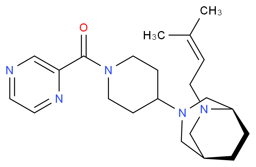 (1S*,5R*)-6-(3-methylbut-2-en-1-yl)-3-[1-(pyrazin-2-ylcarbonyl)piperidin-4-yl]-3,6-diazabicyclo[3.2.2]nonane_Molecular_structure_CAS_)