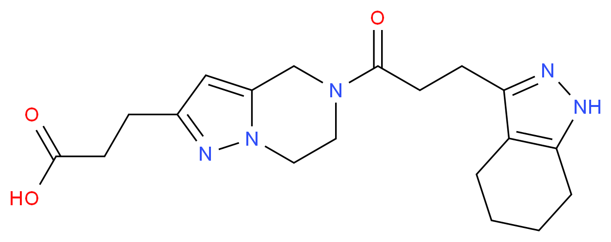 3-{5-[3-(4,5,6,7-tetrahydro-1H-indazol-3-yl)propanoyl]-4,5,6,7-tetrahydropyrazolo[1,5-a]pyrazin-2-yl}propanoic acid_Molecular_structure_CAS_)