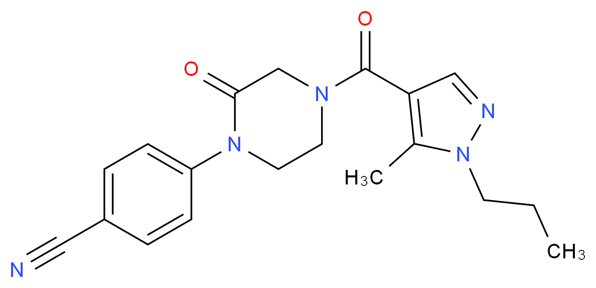 4-{4-[(5-methyl-1-propyl-1H-pyrazol-4-yl)carbonyl]-2-oxo-1-piperazinyl}benzonitrile_Molecular_structure_CAS_)