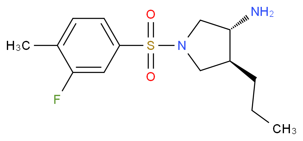 (3R*,4S*)-1-[(3-fluoro-4-methylphenyl)sulfonyl]-4-propylpyrrolidin-3-amine_Molecular_structure_CAS_)