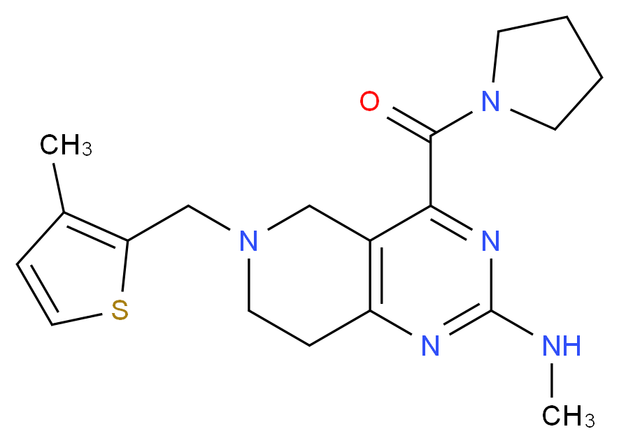 N-methyl-6-[(3-methyl-2-thienyl)methyl]-4-(1-pyrrolidinylcarbonyl)-5,6,7,8-tetrahydropyrido[4,3-d]pyrimidin-2-amine_Molecular_structure_CAS_)
