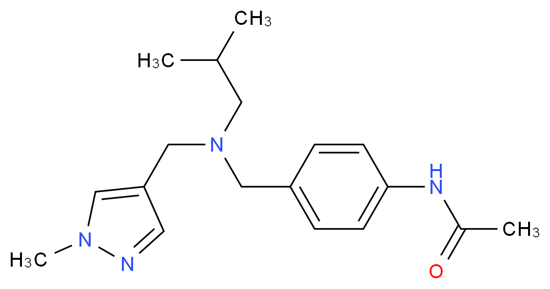 N-[4-({isobutyl[(1-methyl-1H-pyrazol-4-yl)methyl]amino}methyl)phenyl]acetamide_Molecular_structure_CAS_)