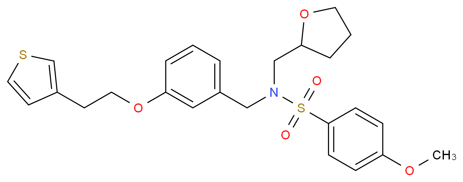 4-methoxy-N-(tetrahydro-2-furanylmethyl)-N-{3-[2-(3-thienyl)ethoxy]benzyl}benzenesulfonamide_Molecular_structure_CAS_)