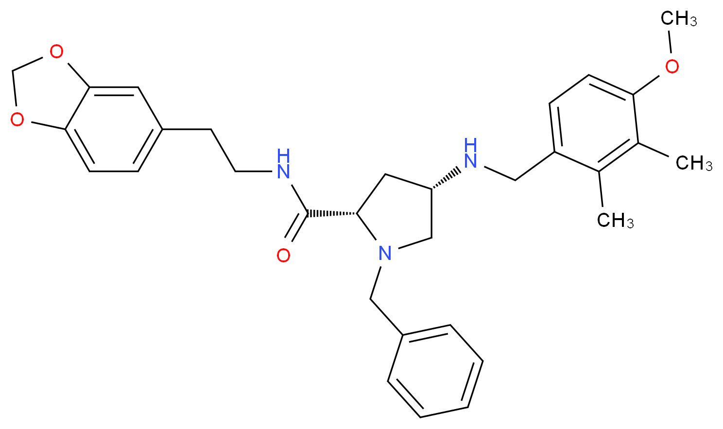 (4S)-N-[2-(1,3-benzodioxol-5-yl)ethyl]-1-benzyl-4-[(4-methoxy-2,3-dimethylbenzyl)amino]-L-prolinamide_Molecular_structure_CAS_)