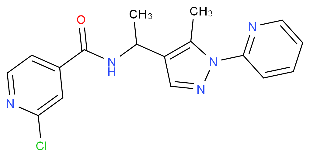 2-chloro-N-{1-[5-methyl-1-(2-pyridinyl)-1H-pyrazol-4-yl]ethyl}isonicotinamide_Molecular_structure_CAS_)