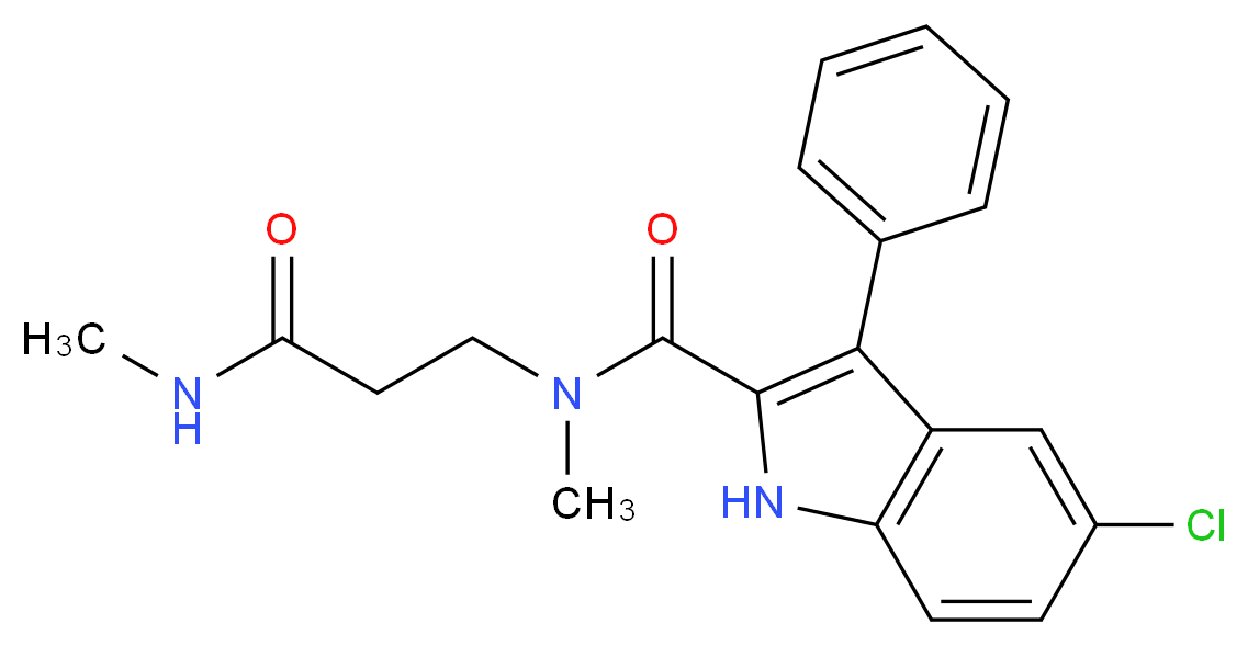 5-chloro-N-methyl-N-[3-(methylamino)-3-oxopropyl]-3-phenyl-1H-indole-2-carboxamide (non-preferred name)_Molecular_structure_CAS_)