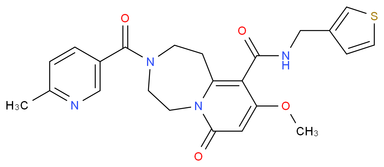 9-methoxy-3-[(6-methyl-3-pyridinyl)carbonyl]-7-oxo-N-(3-thienylmethyl)-1,2,3,4,5,7-hexahydropyrido[1,2-d][1,4]diazepine-10-carboxamide_Molecular_structure_CAS_)