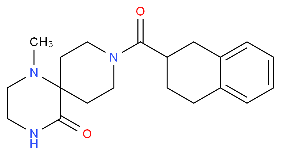 1-methyl-9-(1,2,3,4-tetrahydronaphthalen-2-ylcarbonyl)-1,4,9-triazaspiro[5.5]undecan-5-one_Molecular_structure_CAS_)