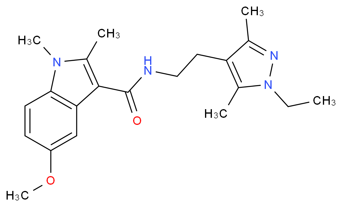 N-[2-(1-ethyl-3,5-dimethyl-1H-pyrazol-4-yl)ethyl]-5-methoxy-1,2-dimethyl-1H-indole-3-carboxamide_Molecular_structure_CAS_)