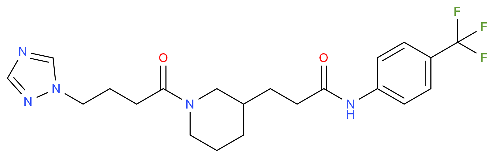 3-{1-[4-(1H-1,2,4-triazol-1-yl)butanoyl]-3-piperidinyl}-N-[4-(trifluoromethyl)phenyl]propanamide_Molecular_structure_CAS_)