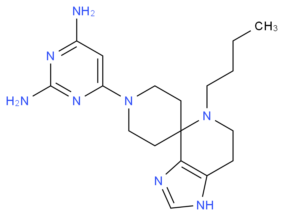 6-(5-butyl-1,5,6,7-tetrahydro-1'H-spiro[imidazo[4,5-c]pyridine-4,4'-piperidin]-1'-yl)pyrimidine-2,4-diamine_Molecular_structure_CAS_)