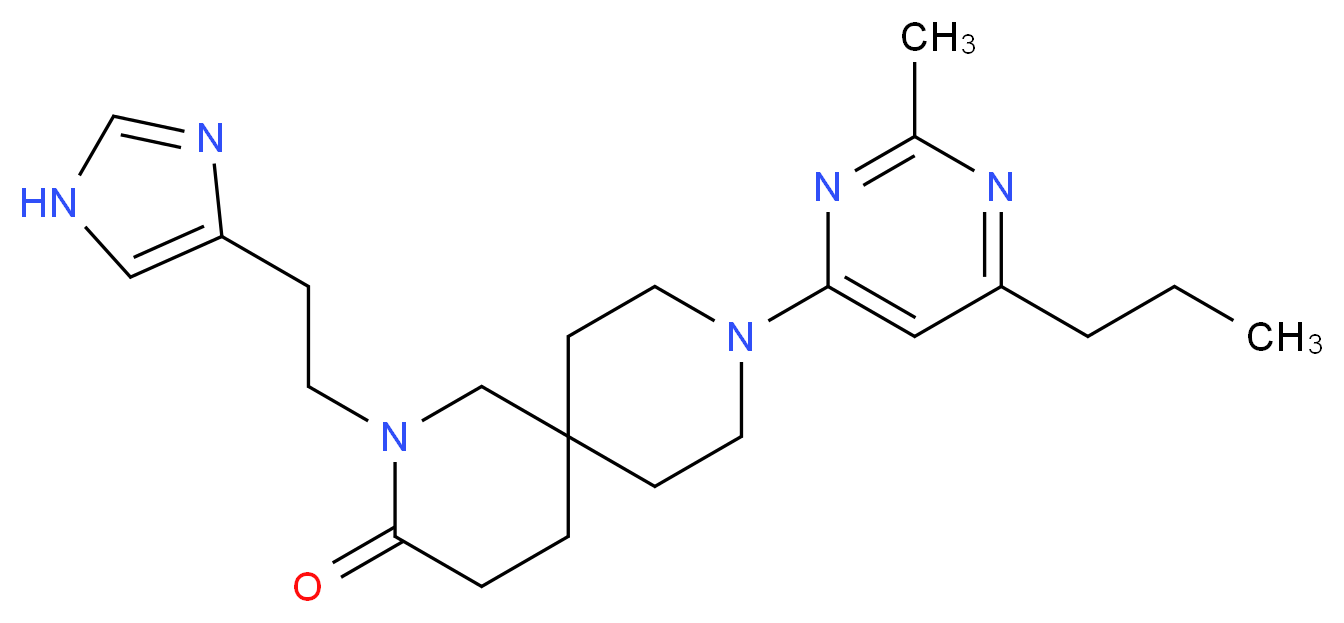 2-[2-(1H-imidazol-4-yl)ethyl]-9-(2-methyl-6-propylpyrimidin-4-yl)-2,9-diazaspiro[5.5]undecan-3-one_Molecular_structure_CAS_)