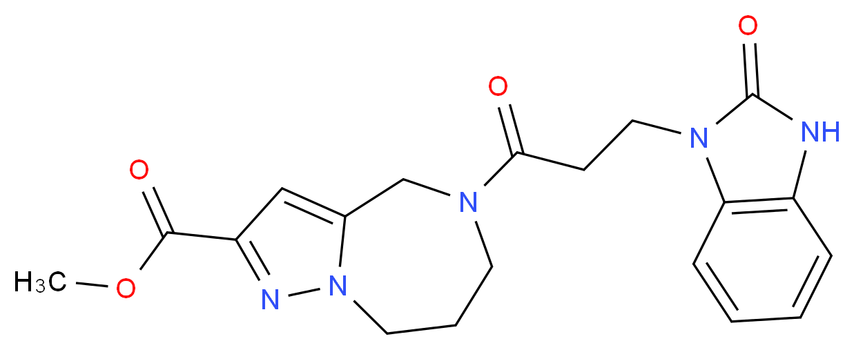 methyl 5-[3-(2-oxo-2,3-dihydro-1H-benzimidazol-1-yl)propanoyl]-5,6,7,8-tetrahydro-4H-pyrazolo[1,5-a][1,4]diazepine-2-carboxylate_Molecular_structure_CAS_)