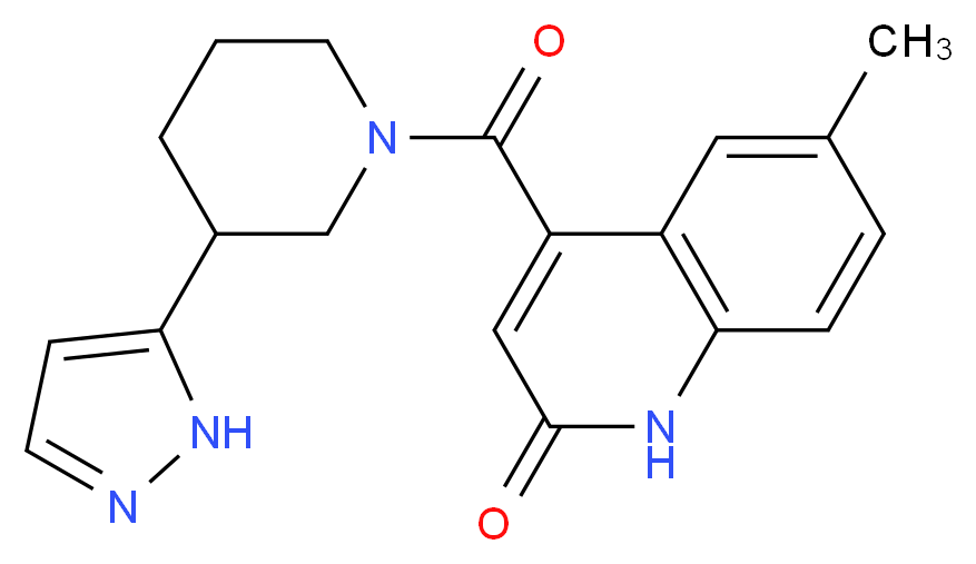 6-methyl-4-{[3-(1H-pyrazol-5-yl)piperidin-1-yl]carbonyl}quinolin-2(1H)-one_Molecular_structure_CAS_)