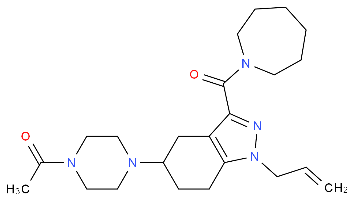 5-(4-acetyl-1-piperazinyl)-1-allyl-3-(1-azepanylcarbonyl)-4,5,6,7-tetrahydro-1H-indazole_Molecular_structure_CAS_)