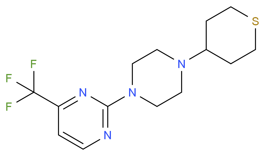2-[4-(tetrahydro-2H-thiopyran-4-yl)piperazin-1-yl]-4-(trifluoromethyl)pyrimidine_Molecular_structure_CAS_)