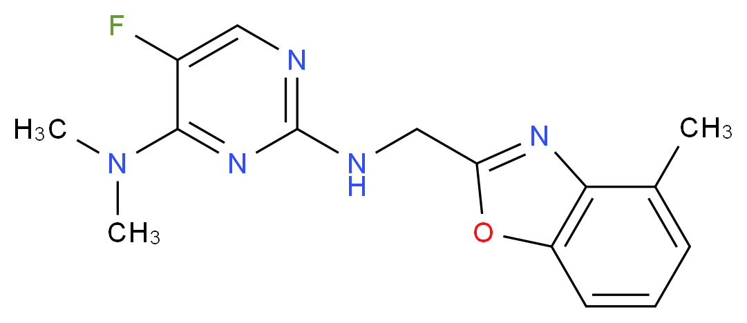 5-fluoro-N~4~,N~4~-dimethyl-N~2~-[(4-methyl-1,3-benzoxazol-2-yl)methyl]pyrimidine-2,4-diamine_Molecular_structure_CAS_)