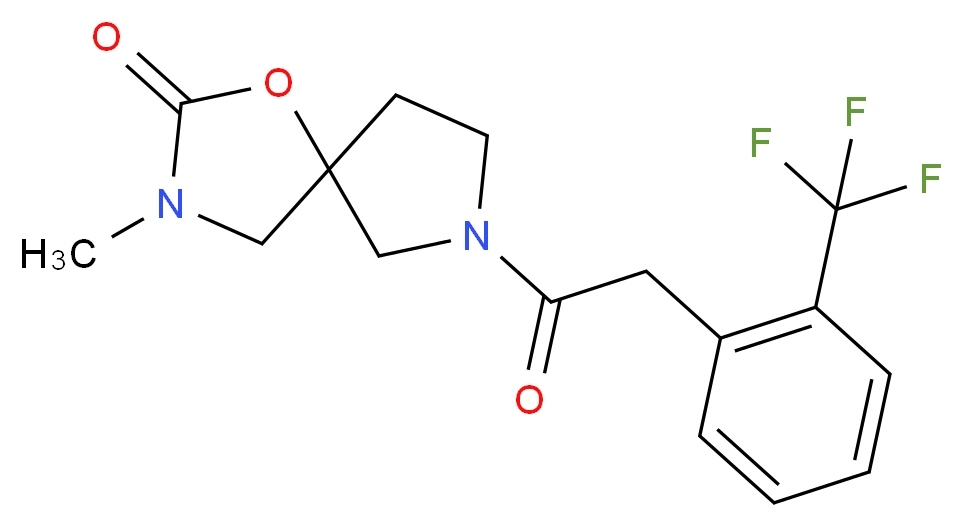 3-methyl-7-{[2-(trifluoromethyl)phenyl]acetyl}-1-oxa-3,7-diazaspiro[4.4]nonan-2-one_Molecular_structure_CAS_)