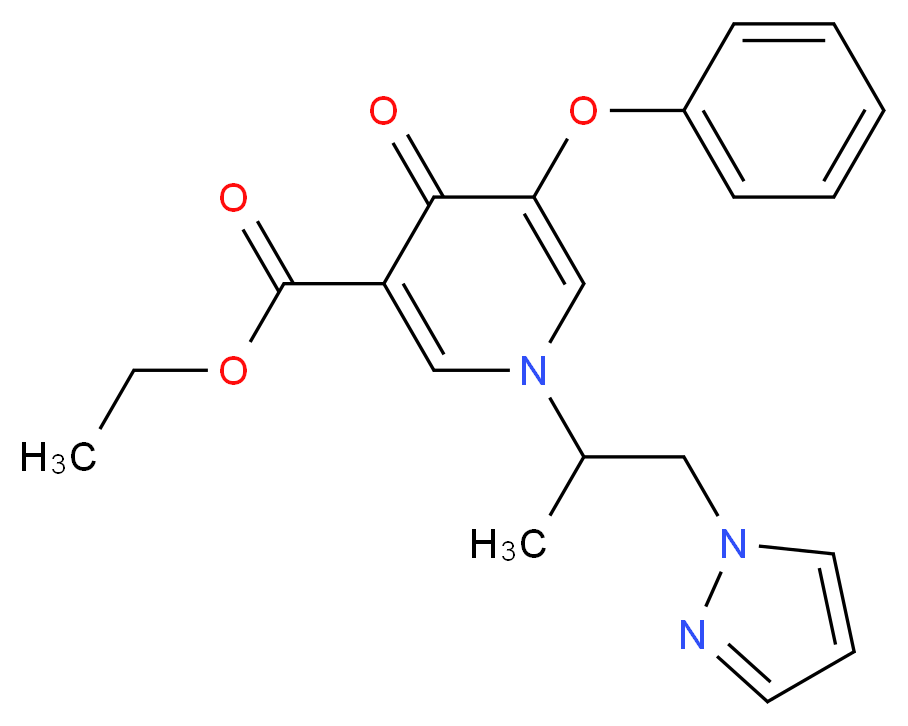 ethyl 1-[1-methyl-2-(1H-pyrazol-1-yl)ethyl]-4-oxo-5-phenoxy-1,4-dihydropyridine-3-carboxylate_Molecular_structure_CAS_)