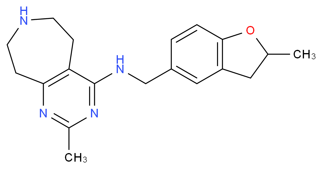 2-methyl-N-[(2-methyl-2,3-dihydro-1-benzofuran-5-yl)methyl]-6,7,8,9-tetrahydro-5H-pyrimido[4,5-d]azepin-4-amine_Molecular_structure_CAS_)