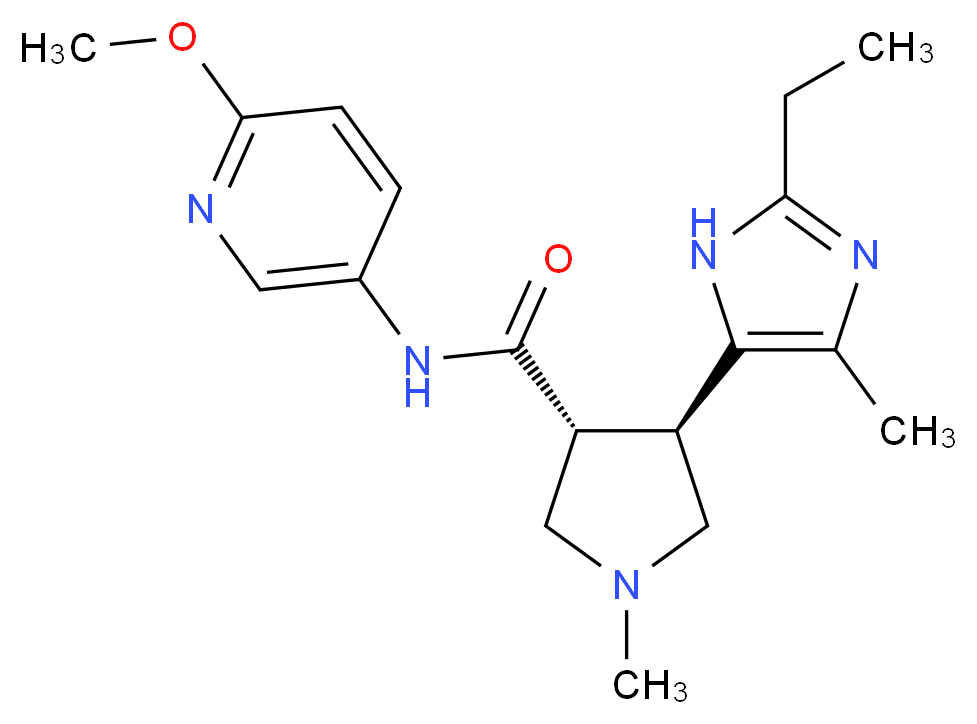(3R*,4R*)-4-(2-ethyl-4-methyl-1H-imidazol-5-yl)-N-(6-methoxypyridin-3-yl)-1-methylpyrrolidine-3-carboxamide_Molecular_structure_CAS_)