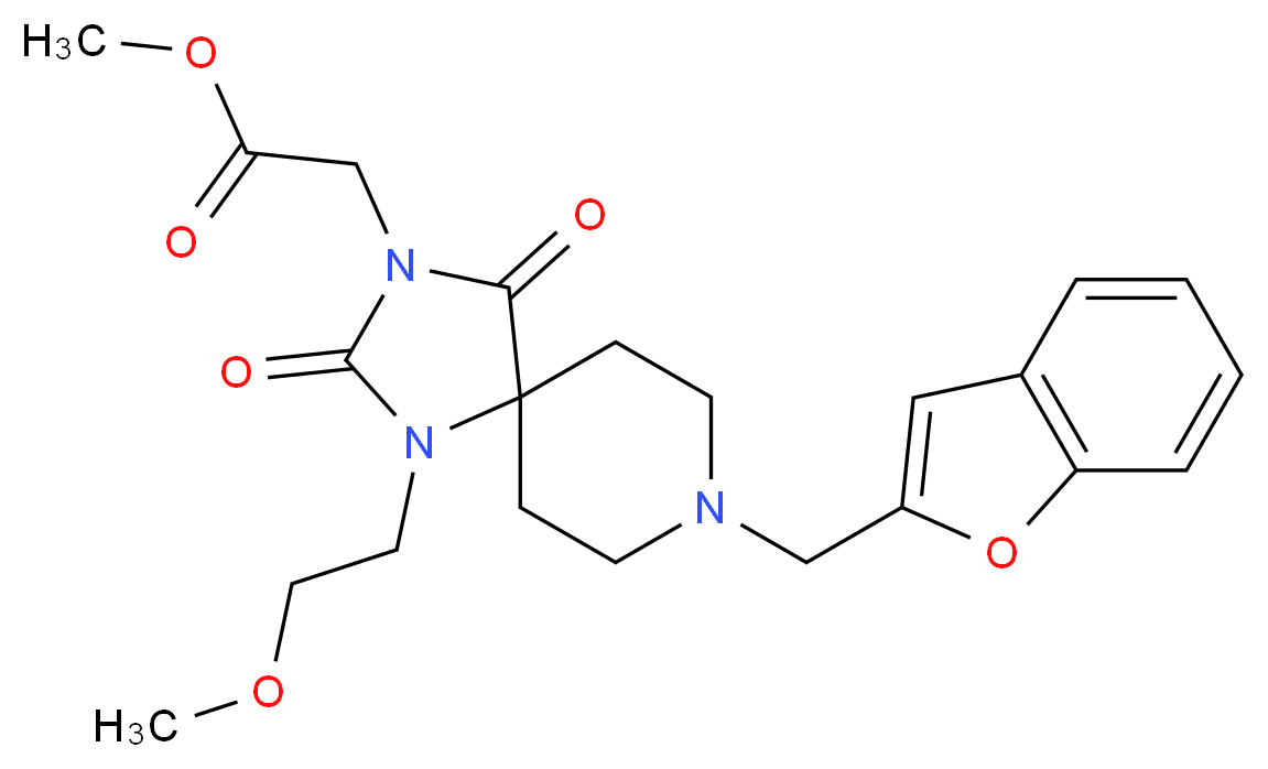 methyl [8-(1-benzofuran-2-ylmethyl)-1-(2-methoxyethyl)-2,4-dioxo-1,3,8-triazaspiro[4.5]dec-3-yl]acetate_Molecular_structure_CAS_)