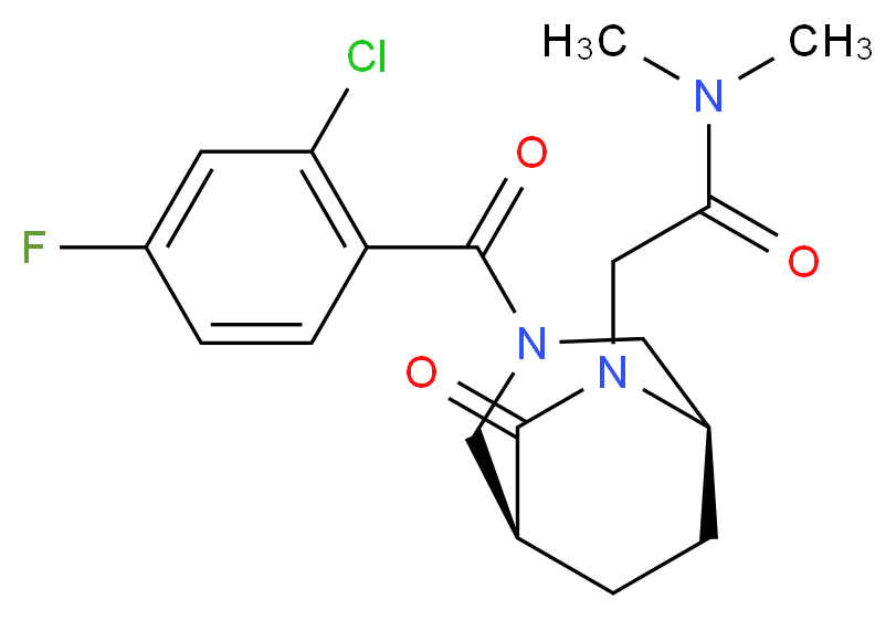 2-[(1S*,5R*)-3-(2-chloro-4-fluorobenzoyl)-7-oxo-3,6-diazabicyclo[3.2.2]non-6-yl]-N,N-dimethylacetamide_Molecular_structure_CAS_)