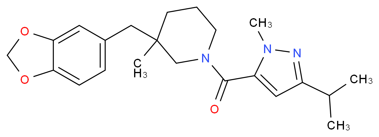 3-(1,3-benzodioxol-5-ylmethyl)-1-[(3-isopropyl-1-methyl-1H-pyrazol-5-yl)carbonyl]-3-methylpiperidine_Molecular_structure_CAS_)