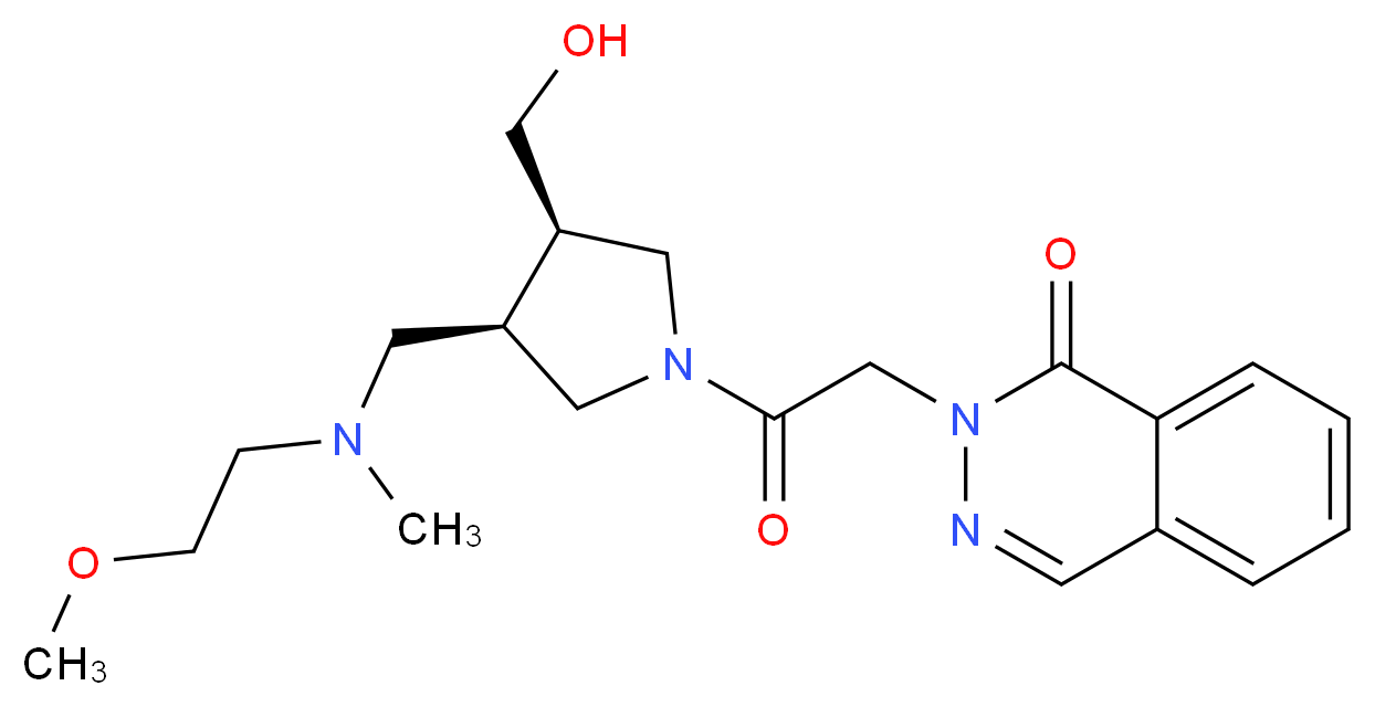 2-[2-((3R*,4R*)-3-(hydroxymethyl)-4-{[(2-methoxyethyl)(methyl)amino]methyl}pyrrolidin-1-yl)-2-oxoethyl]phthalazin-1(2H)-one_Molecular_structure_CAS_)