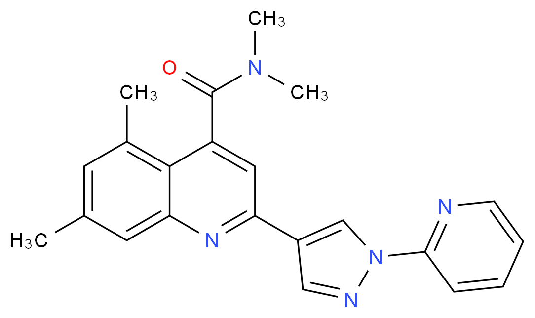 N,N,5,7-tetramethyl-2-(1-pyridin-2-yl-1H-pyrazol-4-yl)quinoline-4-carboxamide_Molecular_structure_CAS_)