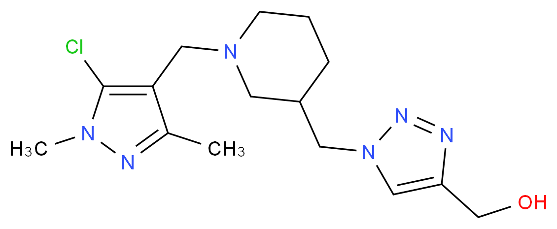 [1-({1-[(5-chloro-1,3-dimethyl-1H-pyrazol-4-yl)methyl]-3-piperidinyl}methyl)-1H-1,2,3-triazol-4-yl]methanol_Molecular_structure_CAS_)