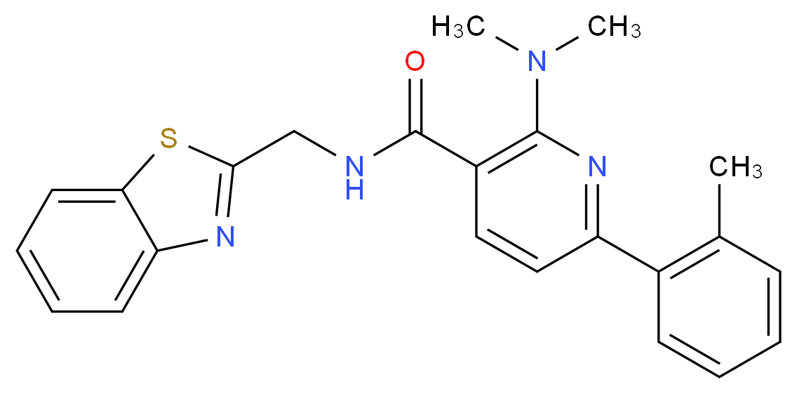 N-(1,3-benzothiazol-2-ylmethyl)-2-(dimethylamino)-6-(2-methylphenyl)nicotinamide_Molecular_structure_CAS_)