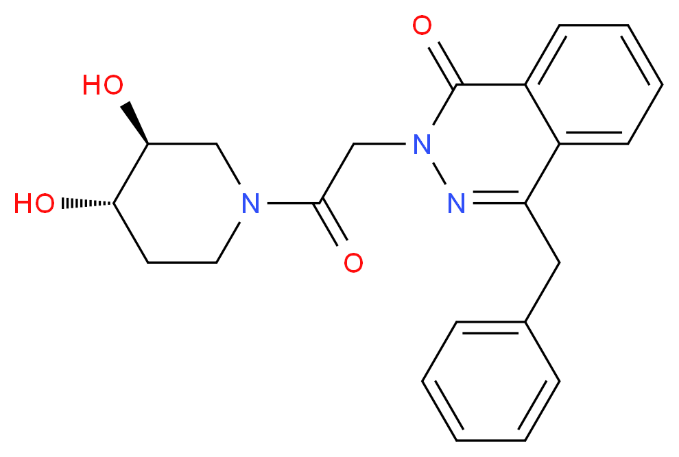 4-benzyl-2-{2-[(3S*,4S*)-3,4-dihydroxypiperidin-1-yl]-2-oxoethyl}phthalazin-1(2H)-one_Molecular_structure_CAS_)
