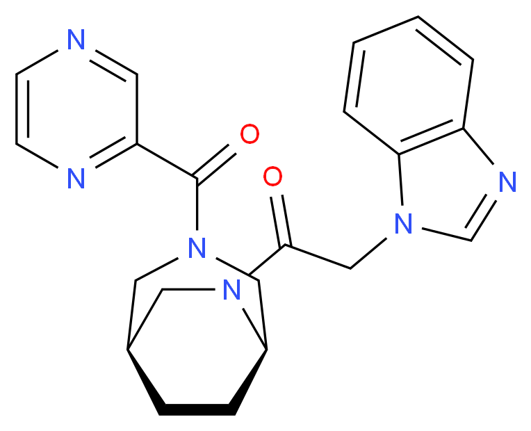 1-{2-oxo-2-[(1S*,5R*)-3-(pyrazin-2-ylcarbonyl)-3,6-diazabicyclo[3.2.2]non-6-yl]ethyl}-1H-benzimidazole_Molecular_structure_CAS_)