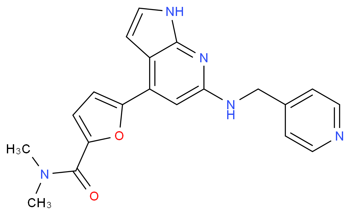 N,N-dimethyl-5-{6-[(pyridin-4-ylmethyl)amino]-1H-pyrrolo[2,3-b]pyridin-4-yl}-2-furamide_Molecular_structure_CAS_)
